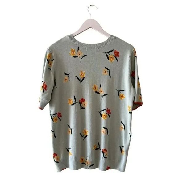 Anthropologie Danielrainn Knit Top Blouse Crewneck Multicolor Floral Sz L #2256 - Picture 5 of 11